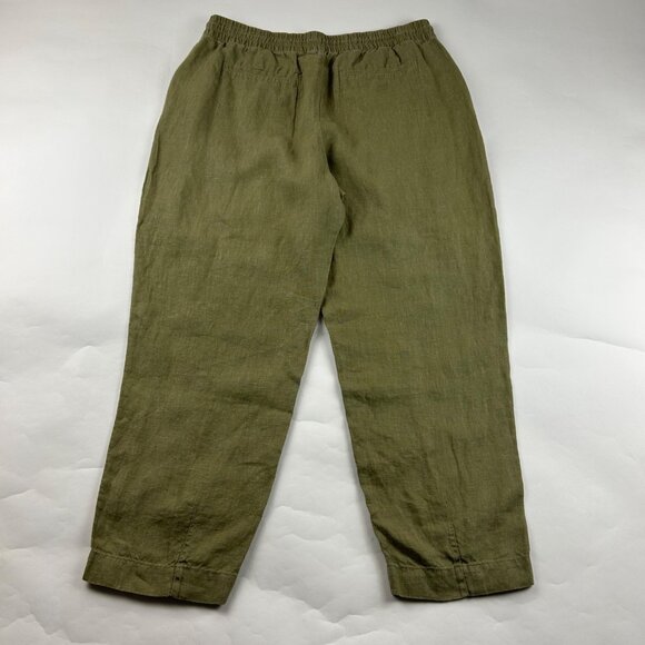 Athleta Olive Linen Retreat High Rise Pull On Ankle Pant L - Picture 6 of 7